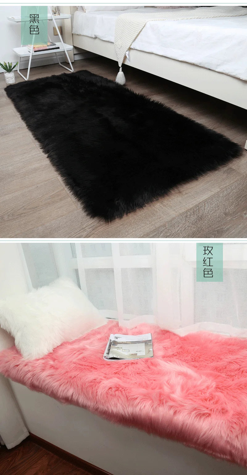 Thick White Carpet Soft Fur for Living Room Plush Rug Bedroom Imitation Wool Fluffy Floor Carpets Window Bedside Home Decor Rugs