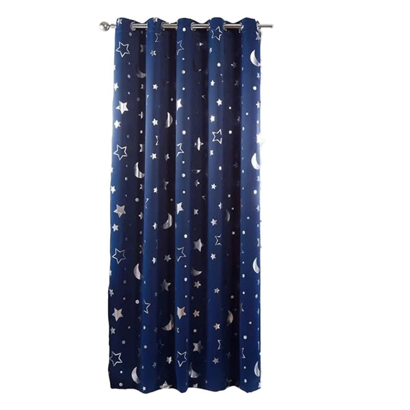 Blackout Curtains For Kids Boys With Stars And Moon Bedroom  Livingroom Window Drapes Navy Blue Gray Pink