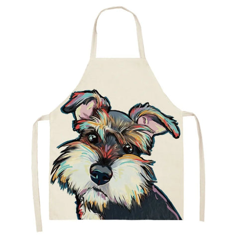 1Pcs Men Women Dog Printed Sleeveless Kitchen Hogar Pinafore Home Cleaning Tools 2 Size 68x55cm/47x38cm Aprons Tablier Cuisine