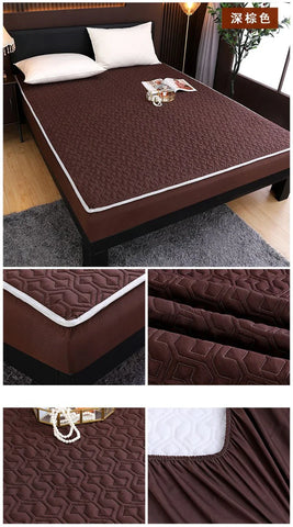 Waterproof Bed Cover Solid Color Fitted Bed Sheet With Elastic Band Anti-slip Adjustable Mattres Protector Fitted Sheet For Home