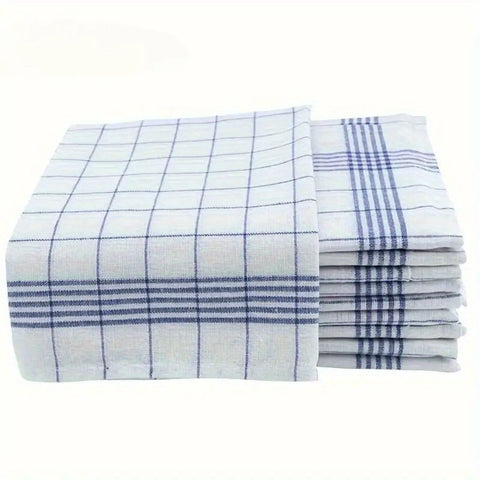 1-10pcs Kitchen Tea Towels Plaid Rags Grid Towel Cotton Stripes Checkered Kitchen Towels Dining Room Supplies