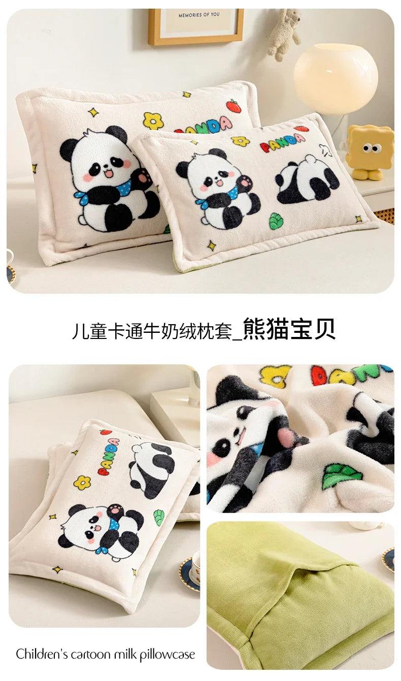 Kids Thick Warm Winter Pillowcase ,Velvet Flannel Skin-Friendly Pillowshams,Fluffy Fabric Pillow Covers Super Soft Home Textiles