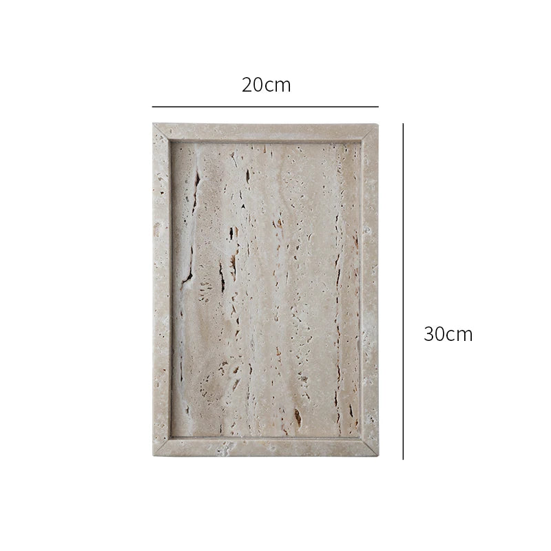 Minimalism Marble Tray for Perfume Candles Jewelry Travertine Stone Vanity Tray for Dresser Countertop Coffee Table Serving