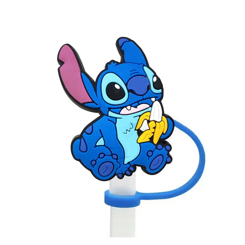 Disney Stitch Cartoon Silicone Straw Covers For Water Glass Bottle Drinking Dust Cap Straw Tip Cover Cup Accessories For 10mm