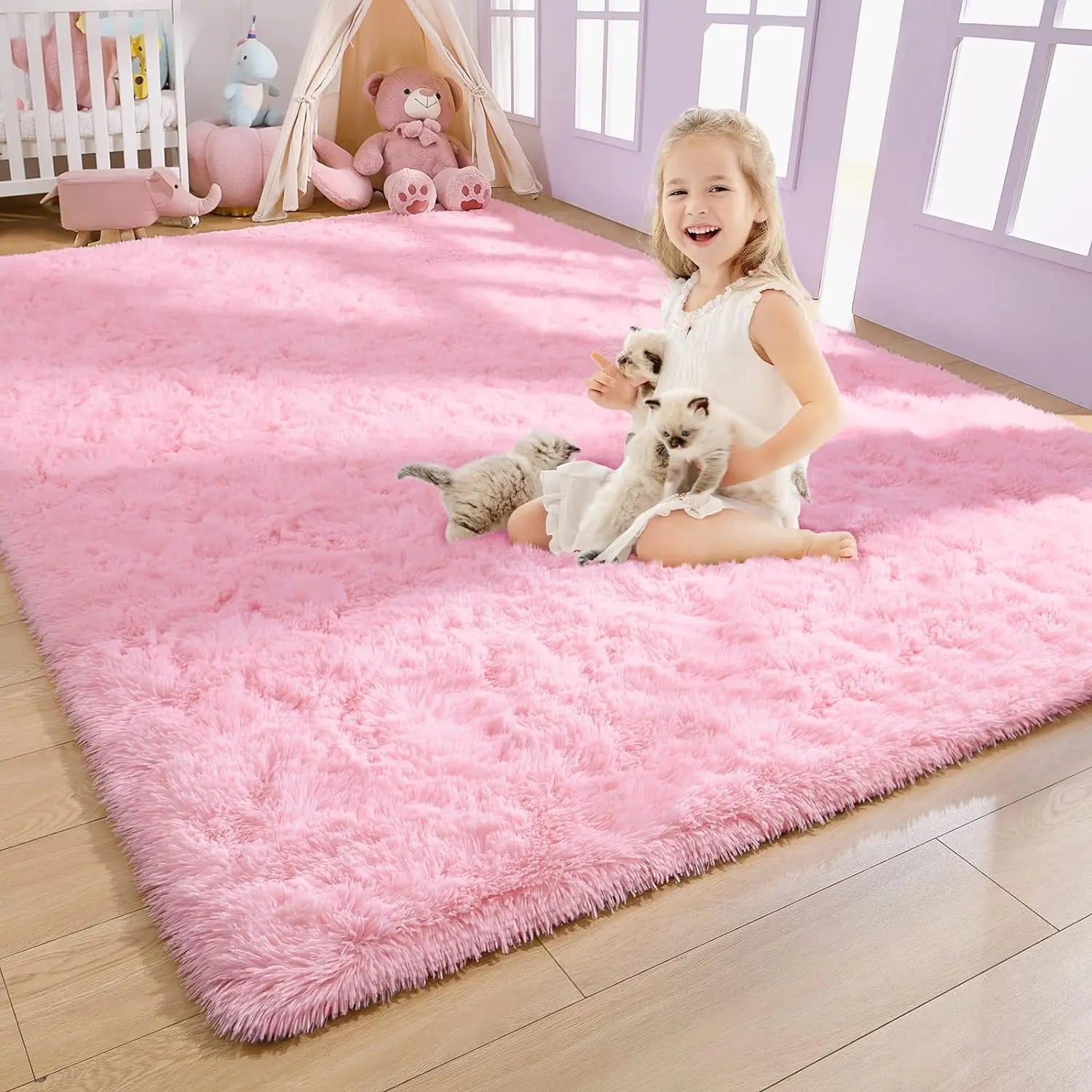 Gray Carpet for Living Room Plush Rug Bed Room Floor Fluffy Mats Anti-slip Home Decor Rugs Soft Velvet Carpets Kids Room Blanket