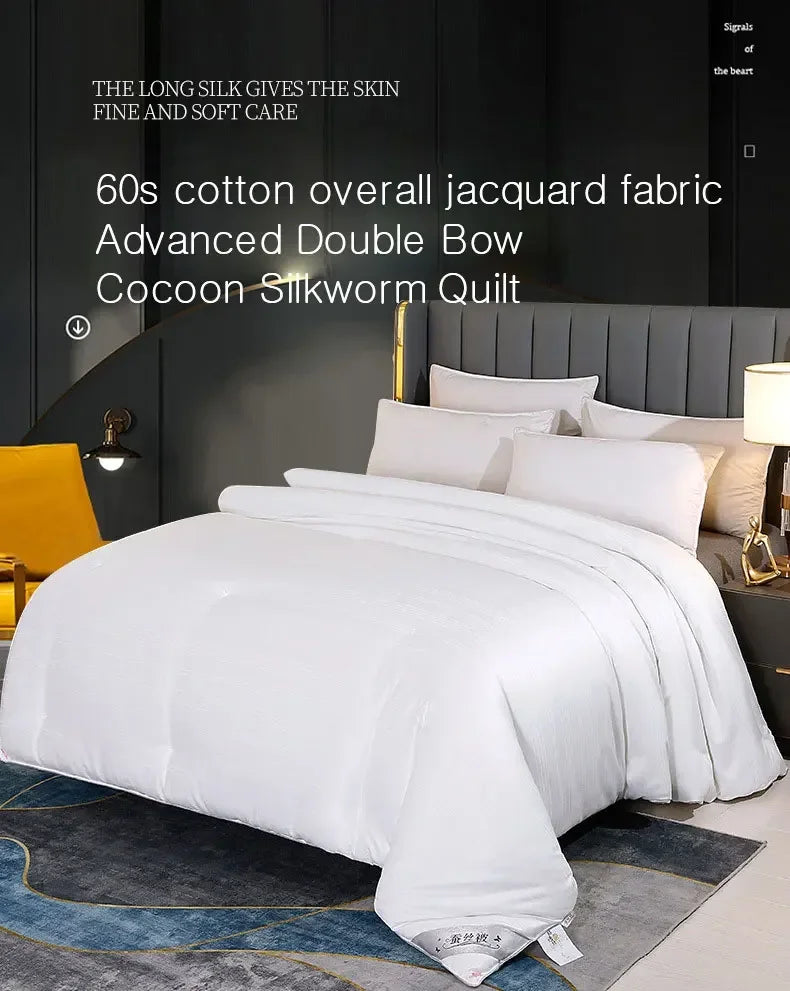100% Mulberry Silk Quilt Healthy Beauty Handwork Silk Comforters Duvet Silk Filled Double Queen King Quilt 1PCS Durable Bedding