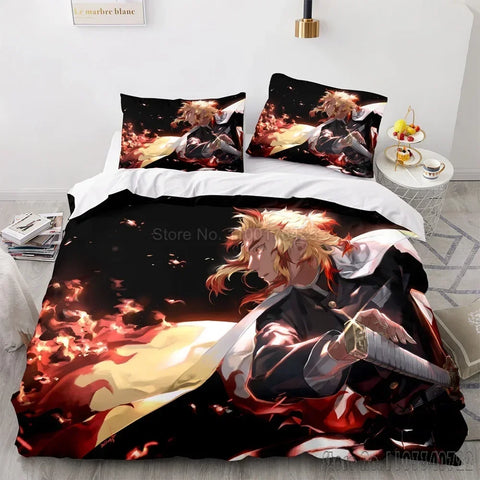 Demon Slayer Agatsuma Zenitsu Duvet Cover Set HD Comforter Cover for Kids Bedding Sets Bedclothes Bedroom Decor