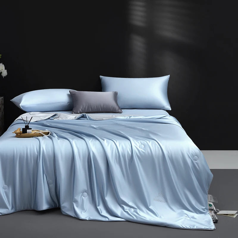 Luxurious Mulberry Silk Summer Quilt/Duvet/Comforter, 100% Natural Long Strand Silk Bedding, Washed Silk Shell, Lightweight Soft