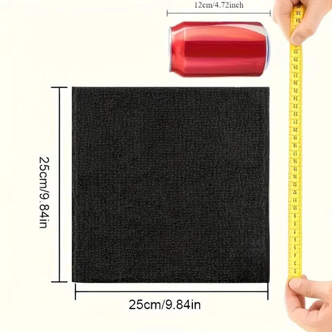 10Pcs Black Towel Car Wiping Towel Ultra-Fine Microfiber Car Cleaning Cloth - Thickened Absorbent Household Kitchen Towel