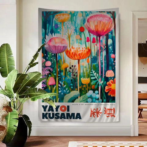 Abstract Yayoi Kusama Anime Tapestry Hanging Tarot Hippie Wall Rugs Dorm Home Decor