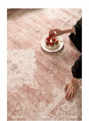 VIKAMA Bohemian Faux Wool Rug - Ultra-Thin, Stain-Resistant,Non-Slip Carpet for Study Room & Living Room,Soft Floor Mat Home Dec