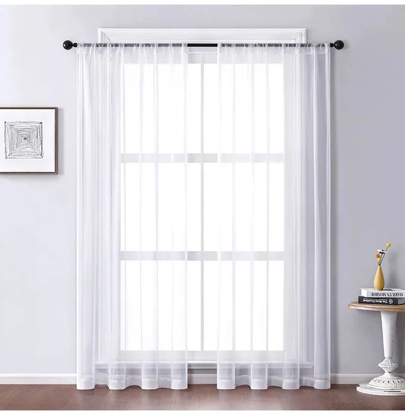Modern White Solid Tulle Curtains for Living Room Bedroom Balcony Window Screening Sheer Voile Drapes Gauze Treatments Door