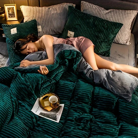 Puffy Duvet Cover Super Soft Plush Bedding Set Fall And Winter Thickened Plush Double Bed Cove