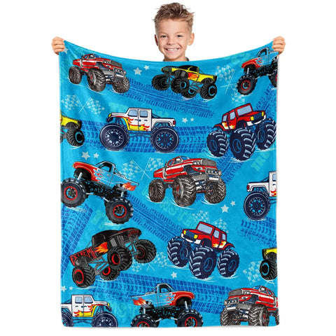 Yellow Construction Truck Blanket Cartoon Tractor Cars Flannel Throw Blankets for All Season Kids Boys Excavator Sofa Blanket