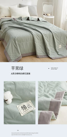 Summer Blanket 100% Cotton Inside and Outside Pure Cotton Air Conditioning Quilt Soft Skin-friendly Breathable Thin Duvet Summer