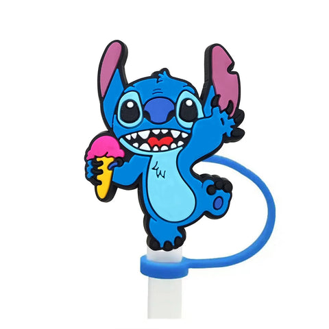 Disney Stitch Cartoon Silicone Straw Covers For Water Glass Bottle Drinking Dust Cap Straw Tip Cover Cup Accessories For 10mm