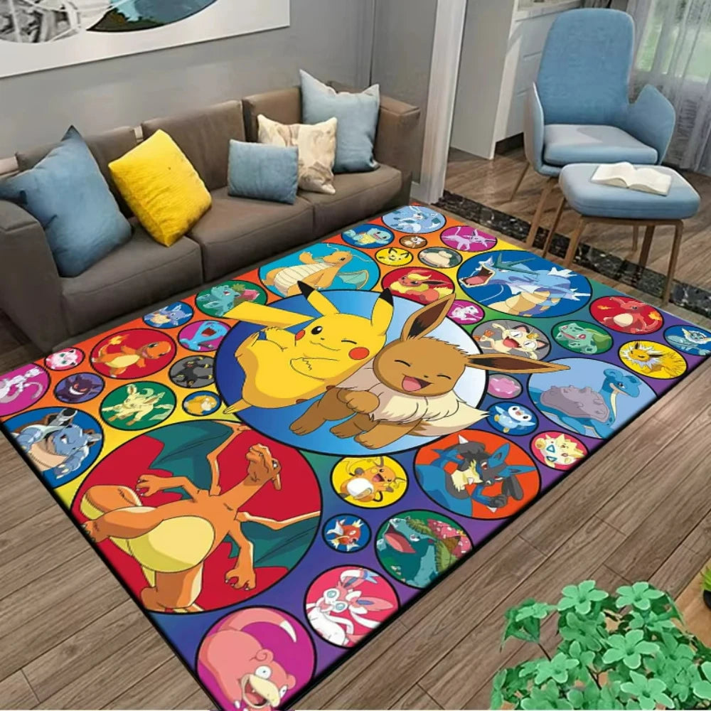 MINISO PIkachu Pokemon Anime Themed Carpet for Living Room Bedroom Kid's Room NonSlip Playmat Balcony Lounge Sofa Rug Gift Idel