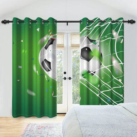 Sports Theme Kids Room Blackout Curtains Football Basketball Rugby Pattern Double Layer Curtains for Bedroom Sports Lovers Decor