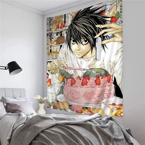 Anime Death Note DN L Colorful Tapestry Wall Hanging Bohemian Wall Tapestries Mandala Wall Hanging Sheets