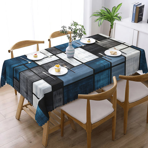 Modern Geometry Texture Rectangle Waterproof Tablecloth Table Decor Reusable Kitchen Dining Table Cloth Holiday Party Decoration