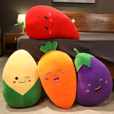30/50cm Soft Cartoon Eggplant Corn Chili Carrot Plush Toys Stuffed Cushion Pillow Creative Plush Toy Doll