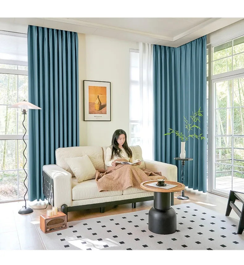 Grey Blackout Curtains Thermal Insulation Cotton Linen Drapes for Bedroom Living Room Sunshade Luxury Custom Window Treatments