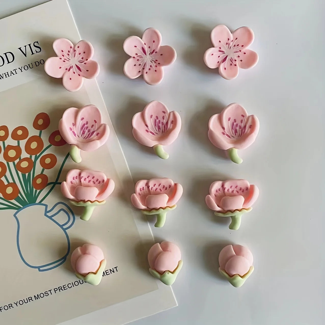 12pcs kawaii flower decoration refrigerator magnets, suitable for office kitchen, home decoration