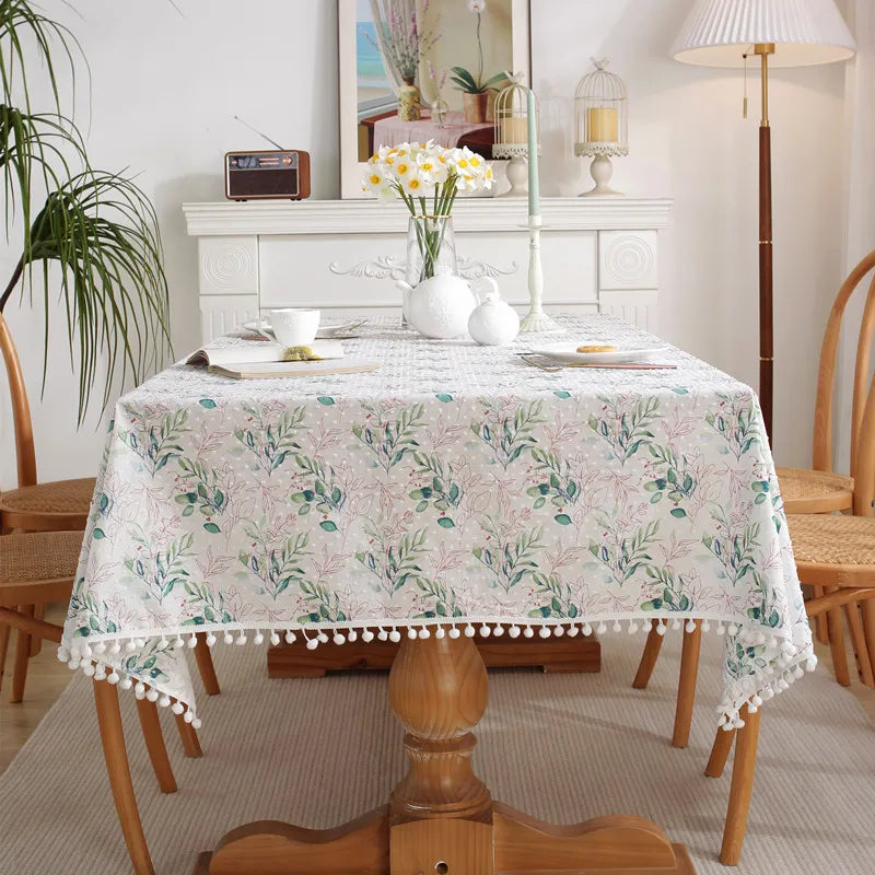 Cotton Floral Tablecloth Tea Table Decoration,Rectangle Table Cover For Kitchen Wedding Dining Room Party Cloth CoverDecoration