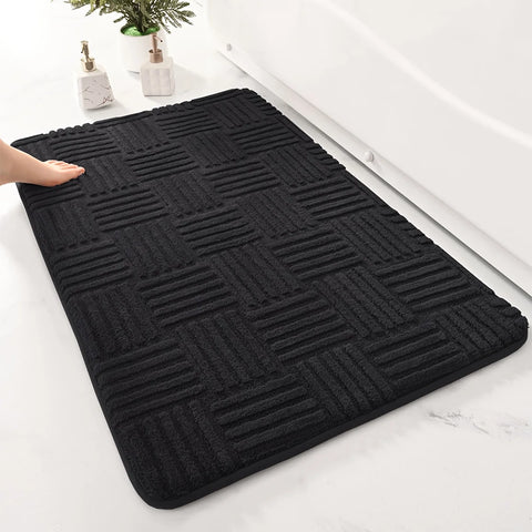 Thickened absorbent striped floor mat solid color bathroom carpet bedroom comfortable cotton velvet non-slip mat entrance mat