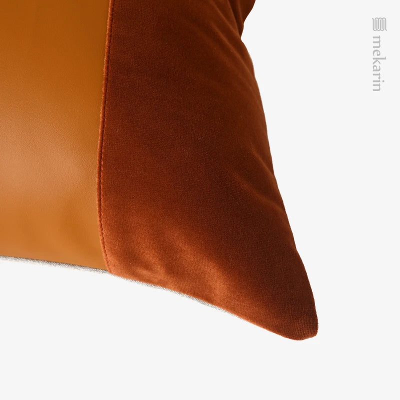 decorative cushion lining for sofa Orange leather flannel stitching cushions pillow villa model room square pillow Pillow hugs