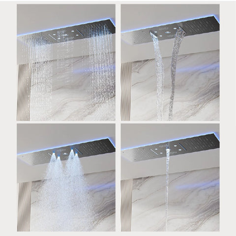 AITANA Luxury Brass Gunmetal LED Display Thermostatic Shower System Bathroom Ceiling embedded concealed giant curtain Rainfall