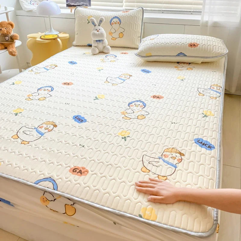 Natural Latex Thicked Summer Cooling Mat for Bed Soft Cool Feeling Fitted Sheet and Pillowcase Matress Cover Grade A Summer Mats