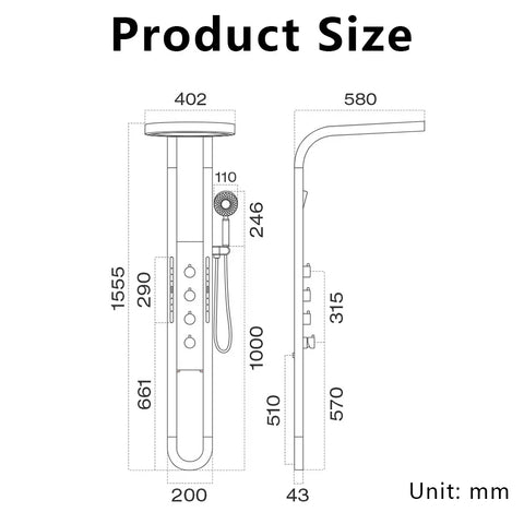 Modern High End Rainfall Shower Panel SPA Massage Jet Waterfall Showers Column Taps Set LED Display Smart Bathroom Shower System