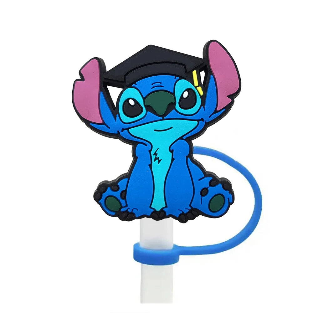 Disney Stitch Cartoon Silicone Straw Covers For Water Glass Bottle Drinking Dust Cap Straw Tip Cover Cup Accessories For 10mm