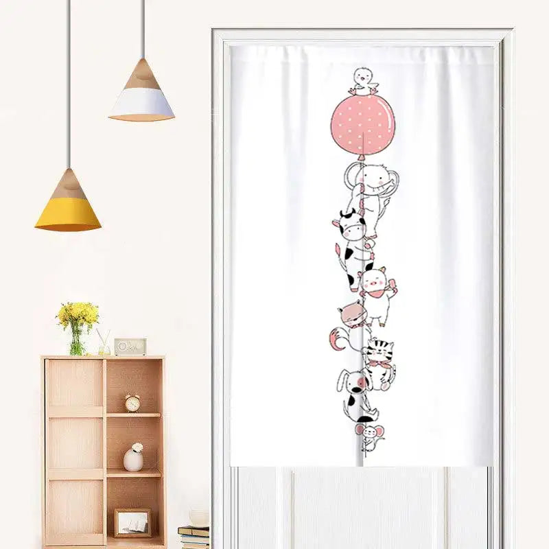 Cute Cartoon Animals Door Curtain Partition Curtains Doorway Bedroom Cafe Decor Half Curtain Kitchen Entrance Hanging Curtains
