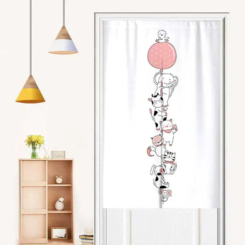 Cute Cartoon Animals Door Curtain Partition Curtains Doorway Bedroom Cafe Decor Half Curtain Kitchen Entrance Hanging Curtains