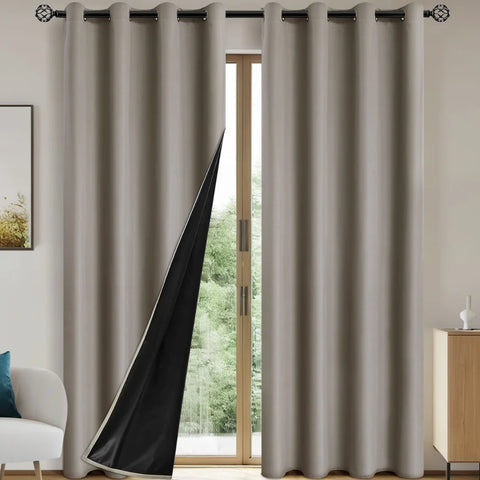 2pcs 100% Blackout Curtains, Thermal Insulated Window Drapes, Window Curtains for Bedroom Living Room, Home Decoration