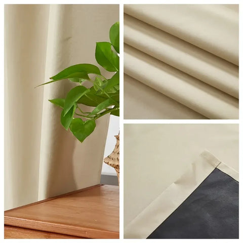 1PC Beige/Grey 100% Blackout Curtains with Grommets Total Privacy Drapes High Shade Shading Curtain For Living room Bedroom