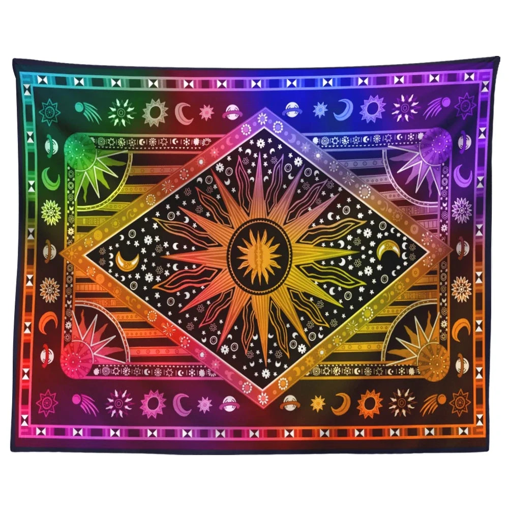Indian Tarot Divination Mandala Tapestry Hippie Tapestry Bedroom Living Room Backdrop Decor Bohemian Home Decor Aesthetic Tapiz