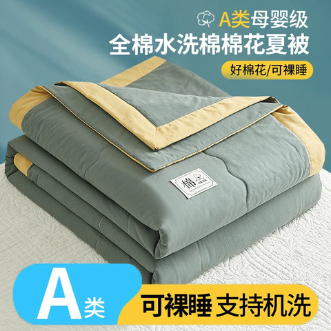 Summer Blanket 100% Cotton Inside and Outside Pure Cotton Air Conditioning Quilt Soft Skin-friendly Breathable Thin Duvet Summer