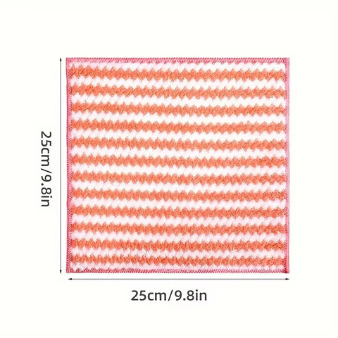 50-Piece Wavy Striped Kitchen Dish Cloths - Soft Highly Absorbent Rags, Tableware, Essential Household Cleaning Supplies