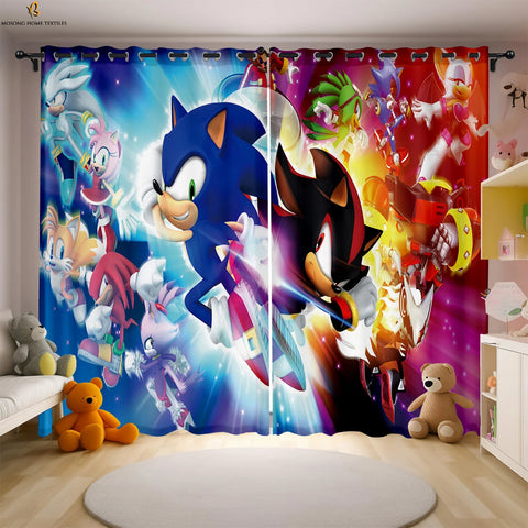 Cute Cartoon Cat Digital Printing Curtain Bedroom Living Room Kitchen Dormitory Decorative Curtain Easy To Wash And Care 2 PCS
