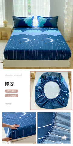 1pc Waterproof Fitted Bed Sheets Cartoon Style Single Bed Cover for Kids Queen/King sabanas cama matrimonial(without pillowcase)