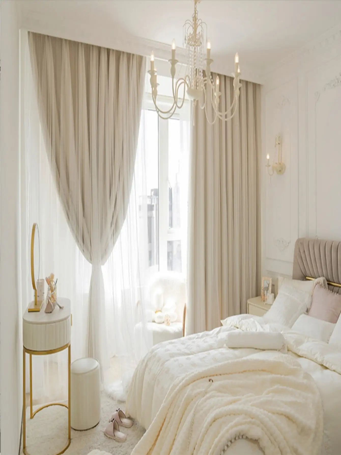 Double layered blackout curtains for girls, internet celebrity princess style ins, Nordic star fabric and gauze all in one