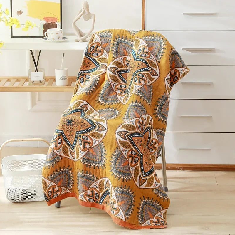 Nordic 21 Styles New Bohemian Floral Printing Adult Soft Absorbent Cotton Gauze Beach Bath Towel Bathroom Accessories 80×160CM