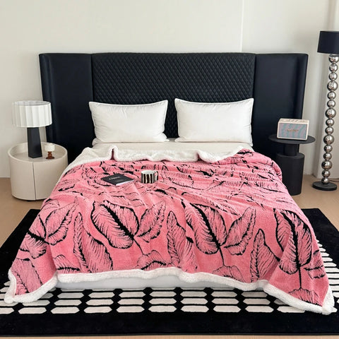 Double Layer Fleece Blanket Autumn Winter Thick Warm Office Nap Throw Blankets for Sofa Bed Single Double Soft Plush Comforter