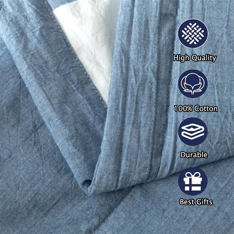 Summer 100% Cotton Thin Quilt Comforter Soft Air Conditioning All Season Quilt/Duvet/Blanket Lightweight Bed Cover Soft Bedding