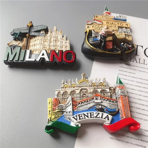 European Souvenir Refrigerator Magnet Milan Venice European Stereo Resin Magnet Home Decoration Gift Gift