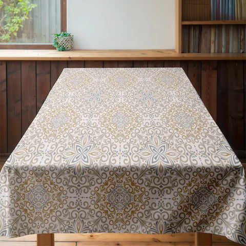 Modern Floral Tablecloth: Elegant Gold White Dining Room Decor for Kitchen Tables 60x125cm Square Home Textiles