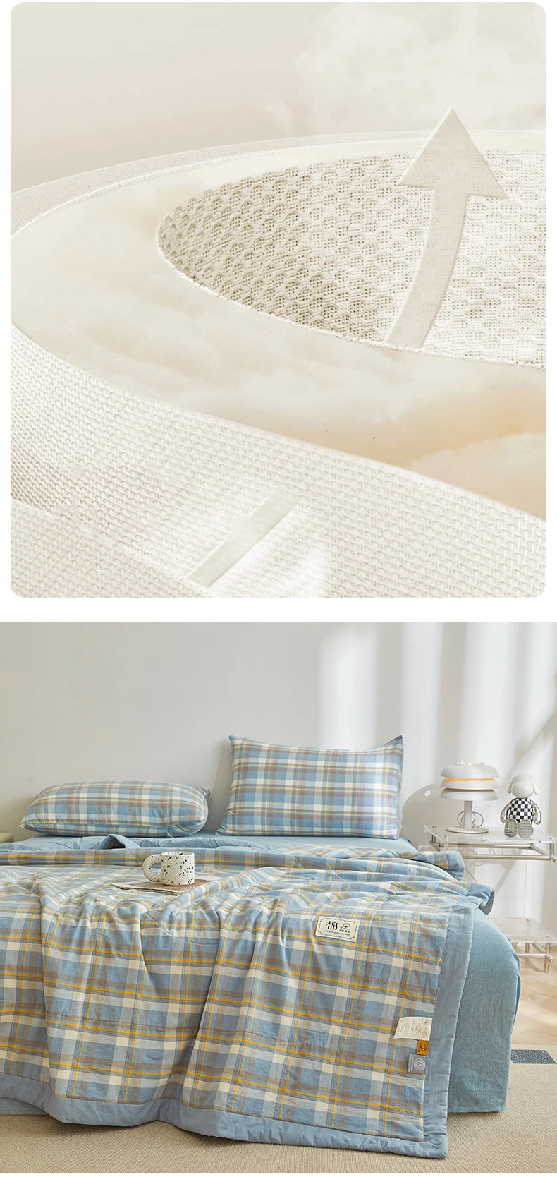 All cotton Air conditioning quilted quilt core summer washable comforter Simple Plaid soft duvet of single twin full queen size